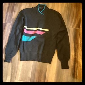 Black Wool Sweater w/Color Pop